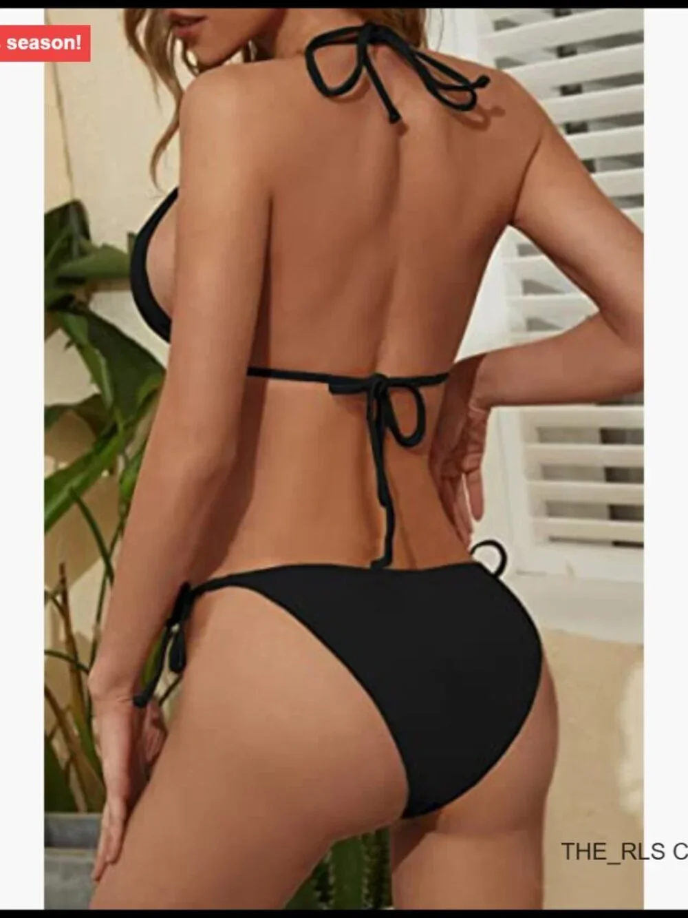 Recycled Polyester Spandex Ribbed Triangle Top String Cheeky Bikini Set